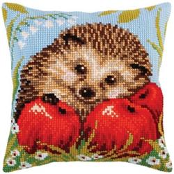 Voorbedrukt kruissteekkussen Hedgehog with Apples Collection dArt 5271